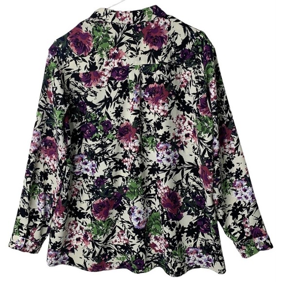 J Jill Floral Print Long Sleeve Button Up Blouse Womens Size Small Polyester - Picture 9 of 12